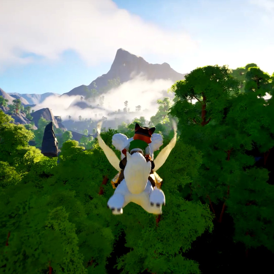 Flying on a winged mount over the kingdom