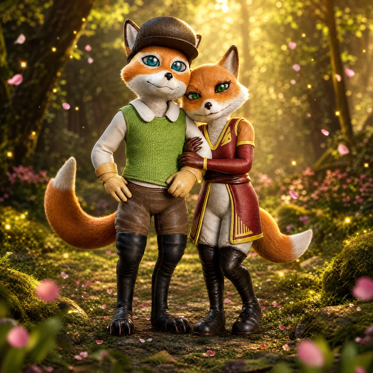 A Foxy couple arm in arm in the Secret Forest